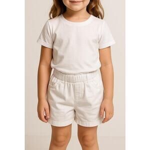 Minimalist White Cotton Shorts SHEIN Kids 120 (5–6 Years)